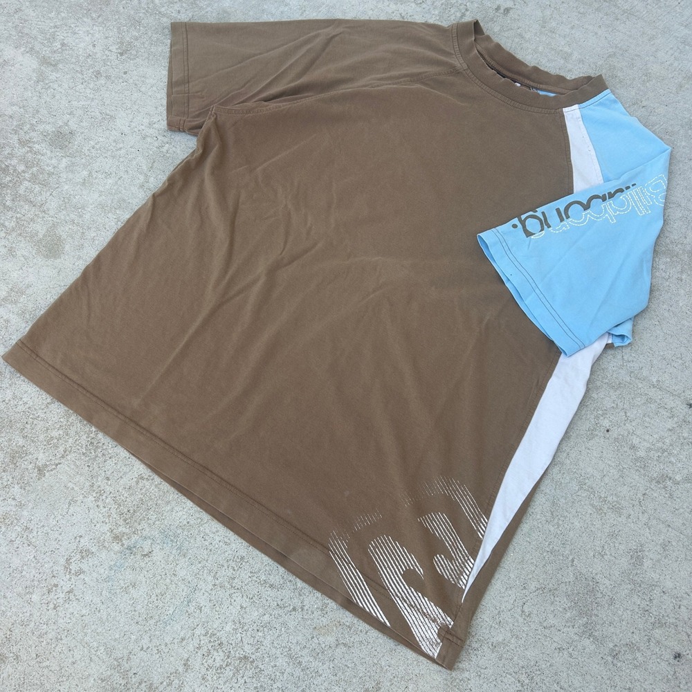 Vintage Billabong T-Shirt XL Brown Blue White Colorblock Y2K Skater Spellout Tee